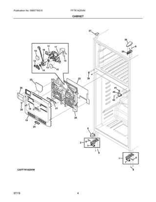 Cabinet Diagram and Parts List for FFTR1425VW  Frigidaire Refrigerator