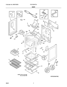 Body Diagram and Parts List for FFGF3054TSH  Electrolux Range