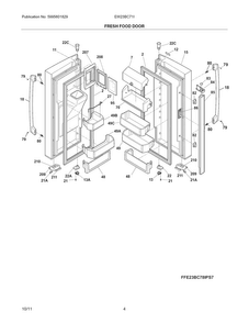 Fresh Food Door Diagram and Parts List for EW23BC71IS9  Electrolux Refrigerator