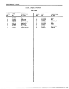 Room Air Conditioner  Page 2 Diagram and Parts List for 5238A  Frigidaire Air Conditioner