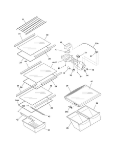 Shelves Diagram and Parts List for KATR1816PS0  Kelvinator Refrigerator