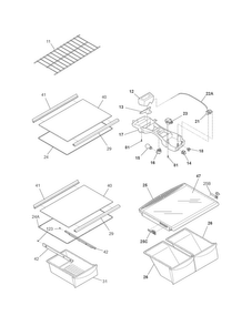 Shelves Diagram and Parts List for FFTR1817LBA  Frigidaire Refrigerator