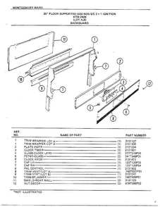 Backguard Diagram and Parts List for 2428B  Frigidaire Range