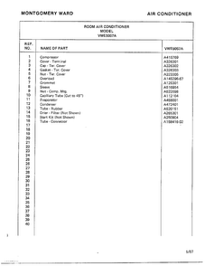 Air Conditioner Page 6 Diagram and Parts List for 5057A  Frigidaire Air Conditioner