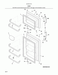 Doors Diagram and Parts List for 25360413710  Kenmore Refrigerator