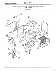 Basic Body Diagram and Parts List for 4820A  Frigidaire Range