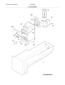 Ice Container Diagram and Parts List for FGHB2866PPFA  Frigidaire Refrigerator
