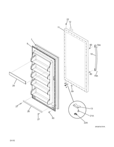 Door Diagram and Parts List for FFFU13M1QWB  Frigidaire Freezer