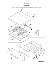Top/drawer Diagram and Parts List for 79096183710  Kenmore Range