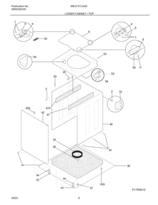 Lower Cabinet / Top Diagram and Parts List for MEX731CAS2  Frigidaire Dryer