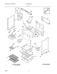 Body Diagram and Parts List for FCRG3083ASB  Frigidaire Range
