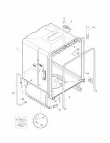 Tub Diagram and Parts List for 58714014408A  Kenmore Dishwasher