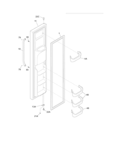 Freezer Door Diagram and Parts List for FFHS2612LS4  Frigidaire Refrigerator