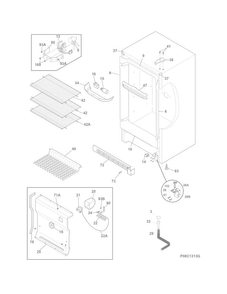 Cabinet Diagram and Parts List for CFFH17F1RW0  Frigidaire Freezer