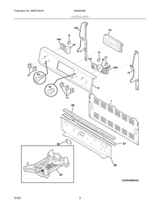 Backguard Diagram and Parts List for 80462049F  Frigidaire Range