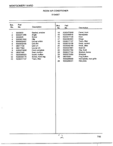 Room Air Conditioner Page 2 Diagram and Parts List for 5154007  Frigidaire Air Conditioner