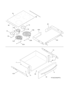 Top/drawer Diagram and Parts List for FGES3065PFA  Frigidaire Range