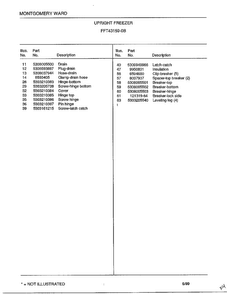 Upright Freezer Page 4 Diagram and Parts List for 43159B  Frigidaire Freezer