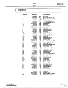 Body Page 2 Diagram and Parts List for 486540D  Frigidaire Range