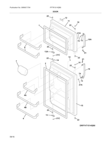 Door Diagram and Parts List for FFTR1514QB5  Frigidaire Refrigerator