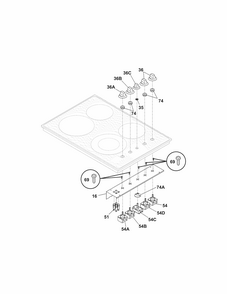 Controls Diagram and Parts List for 79042734401  Kenmore Cooktop