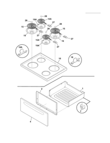 Top/drawer Diagram and Parts List for FFEF3005XWA  Frigidaire Range