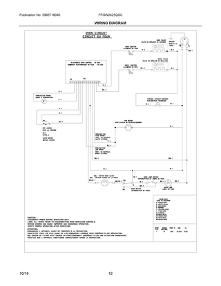 Wiring Diagram Diagram and Parts List for FFGW2425QSC  Frigidaire Wall Oven