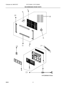 Recommended Spare Parts Diagram and Parts List for FHTC123WA10  Frigidaire Air Conditioner