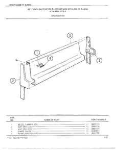 30" Floor/backguard Diagram and Parts List for 4408C  Frigidaire Range