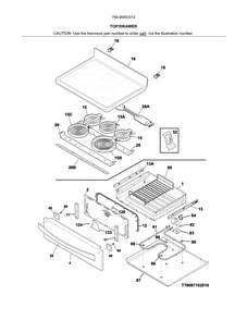 Top/drawer Diagram and Parts List for 79095053312  Kenmore Range