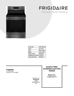 01 - COVER SHEET Diagram and Parts List for FGEF3047TDA  Frigidaire Range