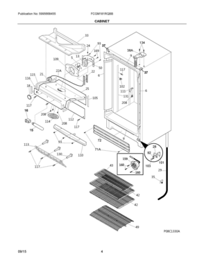 03 - CABINET Diagram and Parts List for FCGM181RQBB  Frigidaire Freezer
