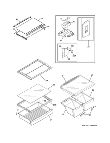 Shelves Diagram and Parts List for LGHT2046QF0  Frigidaire Refrigerator