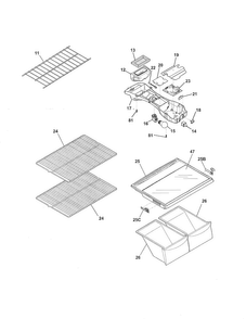 Shelves Diagram and Parts List for FFTR1514QW2  Frigidaire Refrigerator
