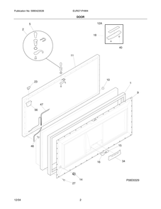 Door Diagram and Parts List for EUR071P4W4  Frigidaire Freezer
