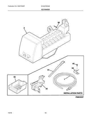Ice Maker Diagram and Parts List for EI32AF80QSE  Frigidaire Freezer