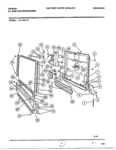 Door/thermostat Diagram and Parts List for 61-1043-10  Frigidaire Dishwasher