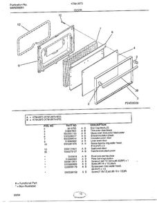 Door Diagram and Parts List for 2873  Frigidaire Range