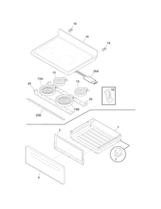 Top/drawer Diagram and Parts List for FFEF3018LMH  Frigidaire Range