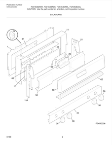 Backguard Diagram and Parts List for FGF353BADK  Frigidaire Range
