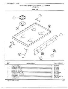 30" Floor/main Top Diagram and Parts List for 2447A  Frigidaire Range