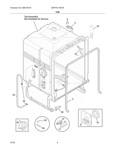 Tub Diagram and Parts List for GDPP4517AD1B  Frigidaire Dishwasher