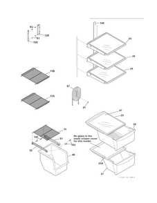 Shelves Diagram and Parts List for FFHS2612LS5  Frigidaire Refrigerator