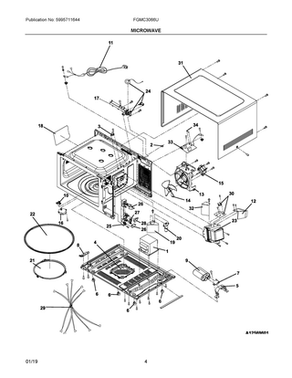 Microwave Diagram and Parts List for FGMC3066UFA  Frigidaire Microwave Oven Combo