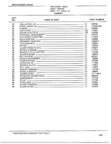 Cabinet Page 2 Diagram and Parts List for 80846-7B  Frigidaire Freezer