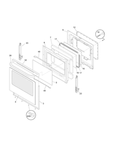 Door Diagram and Parts List for FFEF3015LMG  Frigidaire Range