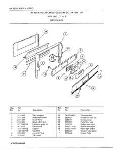 30"/backguard Diagram and Parts List for 2450C  Frigidaire Range