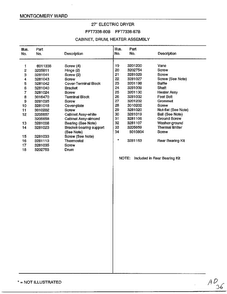 Cabinet, Drum, Heater Assembly Page 2 Diagram and Parts List for 7338B  Frigidaire Dryer