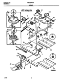 BURNER Diagram and Parts List for FGF378WCCF  Frigidaire Range
