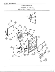 Door-front Panel-lint Filter Diagram and Parts List for 7338A  Frigidaire Dryer